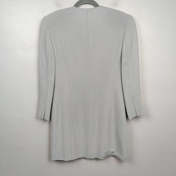 MaxMara Long Jacket Womens 6 Dove Gray Button Up Viscose Blend Preppy Capsule - Picture 5 of 10